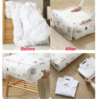 Quilt Storage Bag – Waterproof Zipper Closet Organizer for Coats, Blankets, Pillows & Jackets