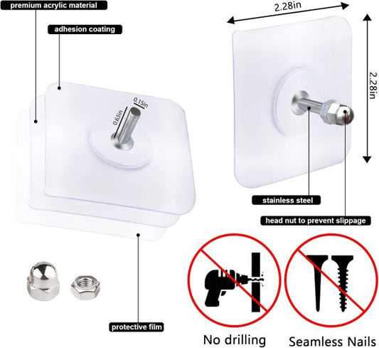 10-Piece Self-Adhesive Wall Hooks – Heavy-Duty Adhesive Mounts for Frames, Keys, Towels