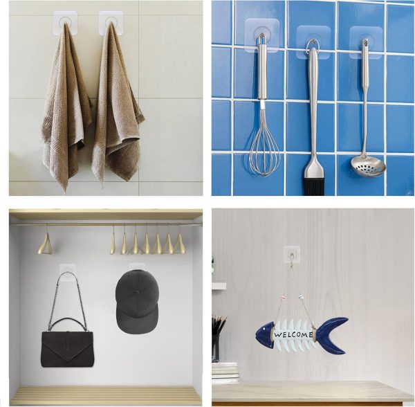 10-Piece Self-Adhesive Wall Hooks – Heavy-Duty Adhesive Mounts for Frames, Keys, Towels