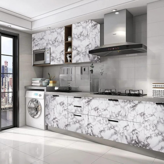 White Marble Self-Adhesive Wallpaper – 60x200 cm Oil & Heat Resistant