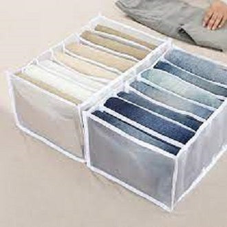 Transparent Jeans Organizer – Foldable Washable Clothes Storage Box for Wardrobe & Closet