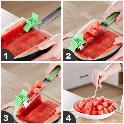 Windmill Watermelon Slicer – Stainless Steel Cube Cutter Tool
